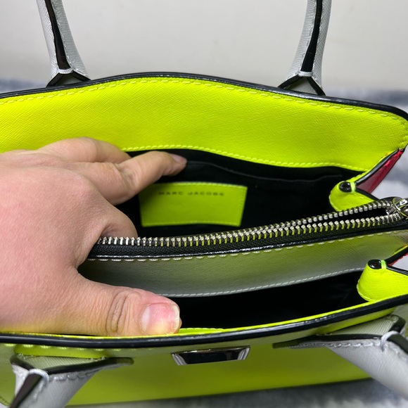 Neon Yellow and Gray Women's Handbag - Picture 6 of 9